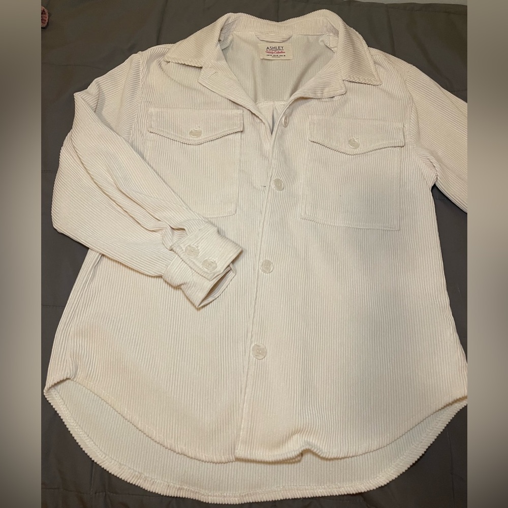 ASHLEY by 26 INTERNATIONAL Ribbed Cream Cardigan Size M